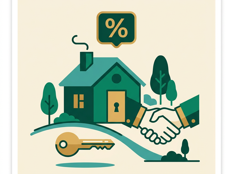 Mortgage loan illustration with house and keys